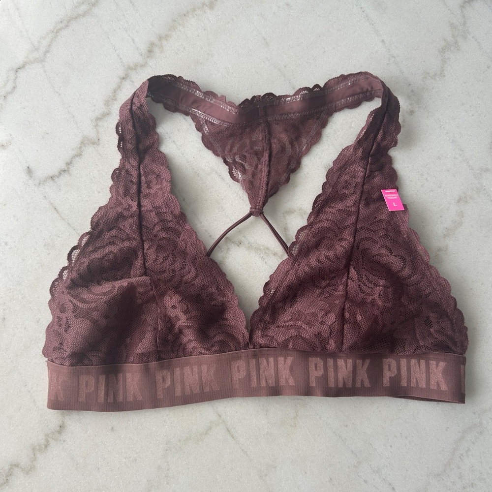 PINK Victoria's Secret Lace Bralette in Deep Brown